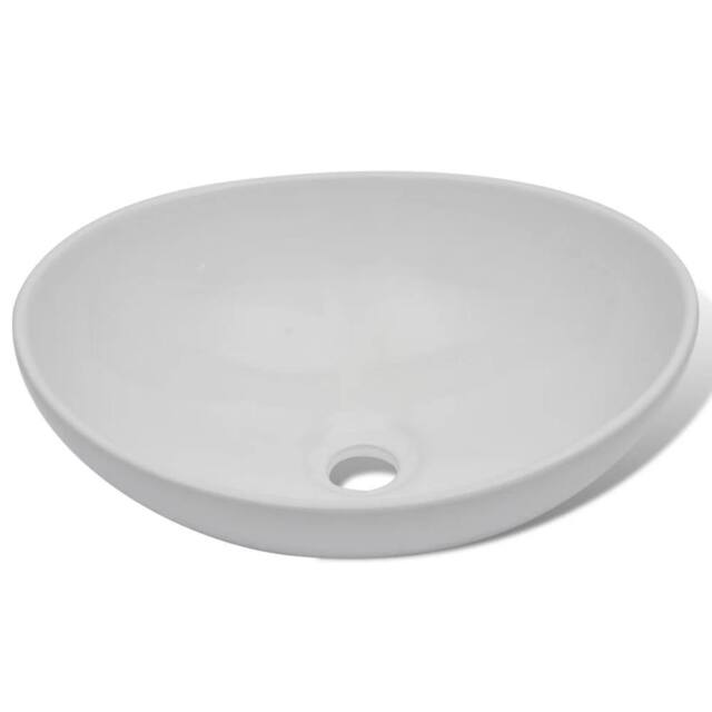 Berkfield Home Elegant Bathroom Basin with Mixer Tap Ceramic Oval White - image 1