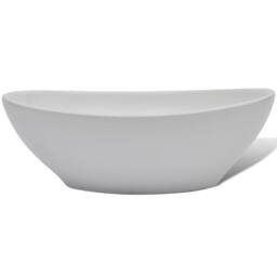 Berkfield Home Elegant Bathroom Basin with Mixer Tap Ceramic Oval White - thumbnail 4