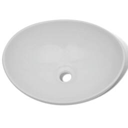 Berkfield Home Elegant Bathroom Basin with Mixer Tap Ceramic Oval White - thumbnail 6