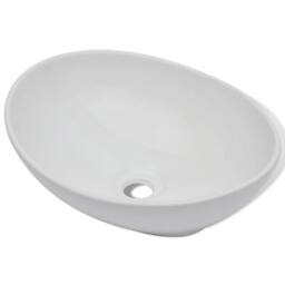 Berkfield Home Elegant Bathroom Basin with Mixer Tap Ceramic Oval White - thumbnail 5