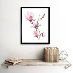 "Artery8 Flower Magnolia Watercolour Living Room 12x16"" Framed Wall Art in Pink - Size: W12"" x H16""" - thumbnail 2