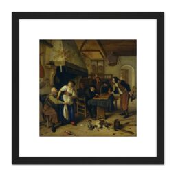 Artery8 Steen Backgammon Known Two Kinds Of Games Painting 8X8 Inch Square Wooden Framed Wall Art Print Picture with Mount in Black - thumbnail 1