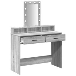 Berkfield Home Dressing Table with LED Lights¬†Grey Sonoma 100x41x140 cm in Grey - Size: 100 x 41 x 140 cm - thumbnail 4
