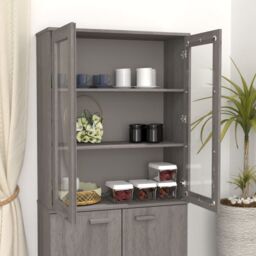 Berkfield Home Top for Highboard HAMAR Light Grey 85x35x100cm Solid Wood Pine - Size: 85 x 35 x 100 cm - thumbnail 6