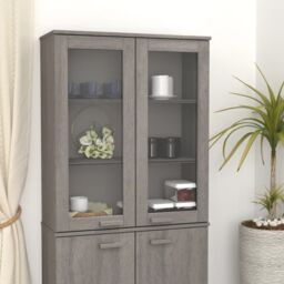 Berkfield Home Top for Highboard HAMAR Light Grey 85x35x100cm Solid Wood Pine - Size: 85 x 35 x 100 cm