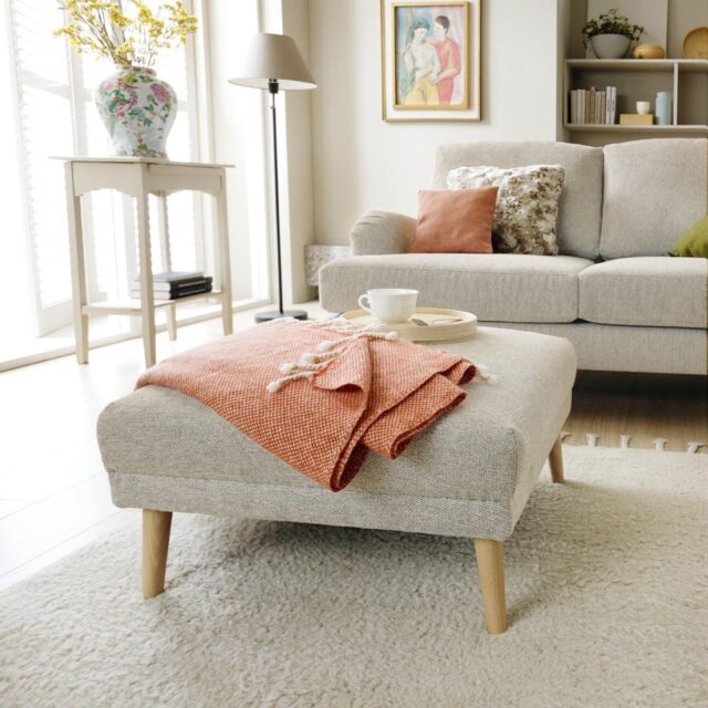 Abakus Direct Harper Footstool - Durable & Easy Clean Upholstery in Cream - image 1