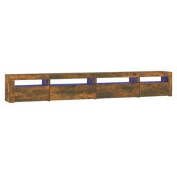 Berkfield Home TV Cabinet with LED Lights Smoked Oak 270x35x40 cm in Brown - Size: 270 x 35 x 40 cm - thumbnail 2