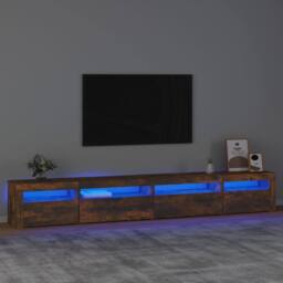 Berkfield Home TV Cabinet with LED Lights Smoked Oak 270x35x40 cm in Brown - Size: 270 x 35 x 40 cm - thumbnail 1