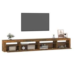 Berkfield Home TV Cabinet with LED Lights Smoked Oak 270x35x40 cm in Brown - Size: 270 x 35 x 40 cm - thumbnail 6
