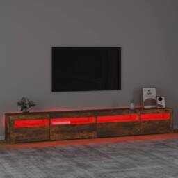 Berkfield Home TV Cabinet with LED Lights Smoked Oak 270x35x40 cm in Brown - Size: 270 x 35 x 40 cm - thumbnail 5