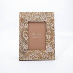 KDMD Elegant White Mango Wood Buddha Frame for 13x18cm Photos in Brown - Size: 13x18 cm - thumbnail 3