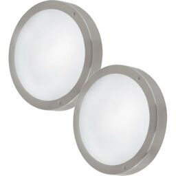 Loops 2 PACK IP44 Outdoor Wall Light Round Stainless Steel 11W LED Porch Lamp in Metallics - thumbnail 1