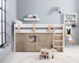 Nöa and Nani Una Midsleeper Cabin Bed & Tent in White - Size: Single - thumbnail 2
