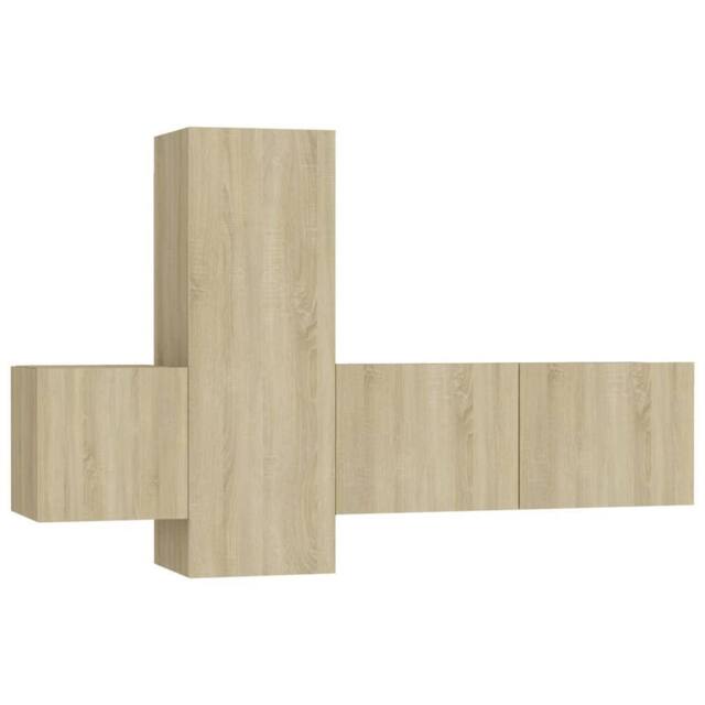 Berkfield Home 3 Piece TV Cabinet Set Sonoma Oak Engineered Wood in Light Oak - image 1