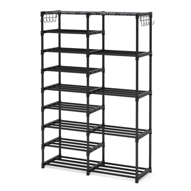 VOGREX 9 Tier Stackable Shoe Rack Storage Organiser Holds 30 Pairs in Black - image 1