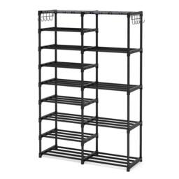 VOGREX 9 Tier Stackable Shoe Rack Storage Organiser Holds 30 Pairs in Black - thumbnail 1