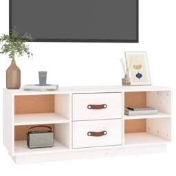 Berkfield Home TV Cabinet White 100x34x40 cm Solid Wood Pine - Size: 100 x 34 x 40 cm - thumbnail 4