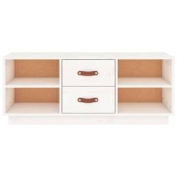 Berkfield Home TV Cabinet White 100x34x40 cm Solid Wood Pine - Size: 100 x 34 x 40 cm - thumbnail 6