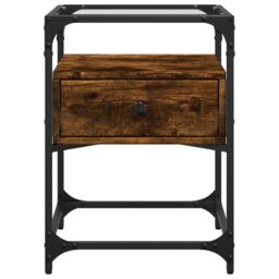 Berkfield Home Bedside Cabinets 2 pcs Smoked Oak 40x40x55 cm Engineered Wood in Brown - Size: 40 x 40 x 55 cm - thumbnail 4