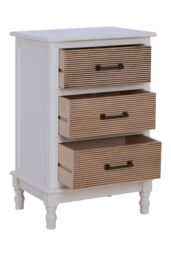 Orsina 3 Drawer White Chest Dresser, Renewable Pine Wood End Table, Shaker-Inspired Design with Contrasting Drawers - thumbnail 3