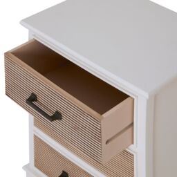 Orsina 3 Drawer White Chest Dresser, Renewable Pine Wood End Table, Shaker-Inspired Design with Contrasting Drawers - thumbnail 2