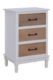 Orsina 3 Drawer White Chest Dresser, Renewable Pine Wood End Table, Shaker-Inspired Design with Contrasting Drawers - thumbnail 6