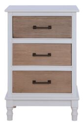 Orsina 3 Drawer White Chest Dresser, Renewable Pine Wood End Table, Shaker-Inspired Design with Contrasting Drawers - thumbnail 7