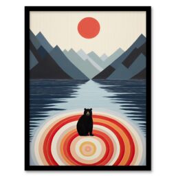 Wee Blue Coo Wall Art Print Bear Lake Calm Kids Room Fun Red Blue Living Room Framed - Size: A4 - thumbnail 1