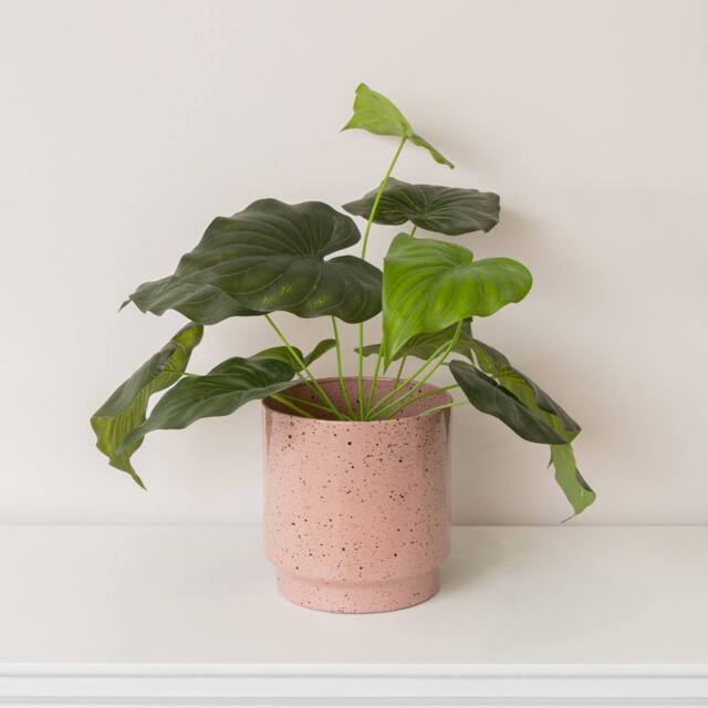 Melody Maison Large Pink Speckled Metal Planter Pot - 20cm X 20cm in Dusty Pink - Size: 20 cm X 20 cm - image 1