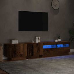 Berkfield Home TV Cabinet with LED Lights Old Wood 200x35x40 cm Engineered Wood in Brown - Size: 200 x 35 x 40 cm - thumbnail 5