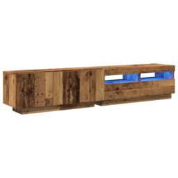 Berkfield Home TV Cabinet with LED Lights Old Wood 200x35x40 cm Engineered Wood in Brown - Size: 200 x 35 x 40 cm - thumbnail 3