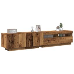 TV Cabinet with LED Lights Old Wood 200x35x40 cm Engineered Wood