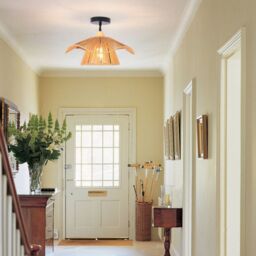 Garwarm 1 Light Farmhouse Boho Rattan Pendant Light in Light Brown - thumbnail 4