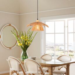 Garwarm 1 Light Farmhouse Boho Rattan Pendant Light in Light Brown - thumbnail 7