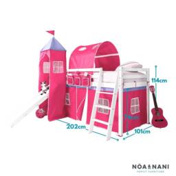 Nöa and Nani Moro Cabin Bed Midsleeper with Slide & Pretty Pink Package in White - Size: Single - thumbnail 5
