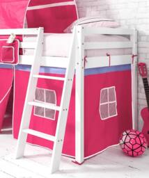 Nöa and Nani Moro Cabin Bed Midsleeper with Slide & Pretty Pink Package in White - Size: Single - thumbnail 2