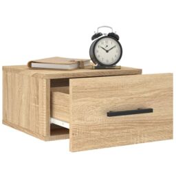 Berkfield Home Wall-mounted Bedside Cabinet Sonoma Oak 35x35x20 cm in Brown - Size: 35 x 35 x 20 cm - thumbnail 4