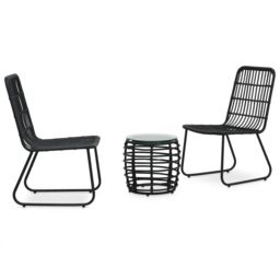 Berkfield Home 3 Piece Bistro Set Poly Rattan Black