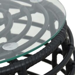 Berkfield Home 3 Piece Bistro Set Poly Rattan Black - thumbnail 3