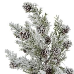 Lemon Pavilion Furniture and Decor Small Snowy Fir Tree with Pinecones in Wood Log - Height 30 cm - Brown in Green - thumbnail 2