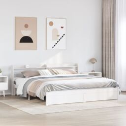 Berkfield Home Bed Frame with Headboard without Mattress White 200x200 cm - thumbnail 1