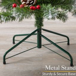 Christow Cone & Berry Artificial Christmas Tree Snowy Snow Flocked With Stand 5ft 6ft 7ft in Green - thumbnail 6
