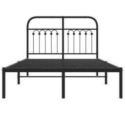 Berkfield Home Metal Bed Frame without Mattress with Headboard Black 120x190cm - Size: 120x190 cm - thumbnail 4