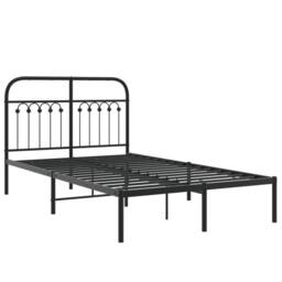 Berkfield Home Metal Bed Frame without Mattress with Headboard Black 120x190cm - Size: 120x190 cm - thumbnail 3