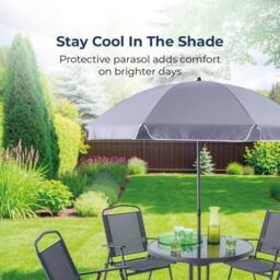 Gainsborough 6 Piece Garden Furniture Set with Glass Table, 4 Chairs & Parasol in Grey - thumbnail 6