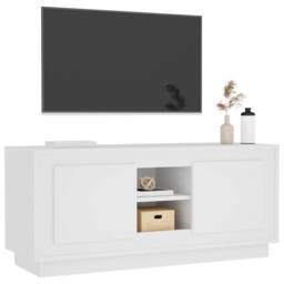 Berkfield Home TV Cabinet White 102x35x45 cm Engineered Wood - Size: 102 x 35 x 45 cm - thumbnail 4