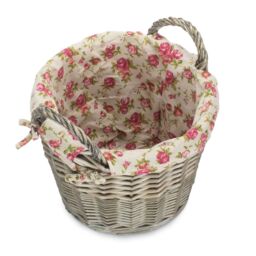 Red Hamper Craft Basket With Garden Rose Lining in Grey - thumbnail 2