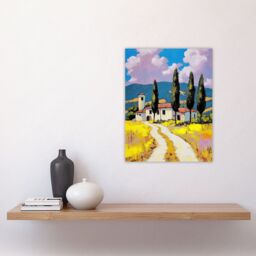 "Artery8 Italian Countryside Villa Cypress Trees Landscape Wall Art Print - Size: W18"" x H24""" - thumbnail 4