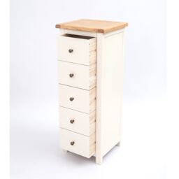 Cabinet Bits Maggiori 5 Drawer Narrow Chest of Drawers Brass Knob in Off-White - thumbnail 4