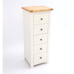 Cabinet Bits Maggiori 5 Drawer Narrow Chest of Drawers Brass Knob in Off-White - thumbnail 3